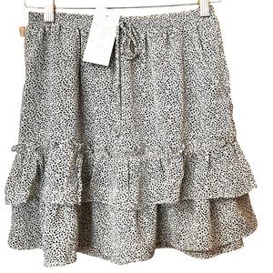 NWT Sienna Sky Animal Print Double Tiered Fully Lined Mini Skirt Size S
